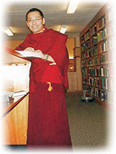 Rinpoche in a library